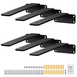 VEVOR Regalhalterung, 160 x 100 x 45 mm, 6 Stück, robuste schwebende Regalträger, Halterungen für Regale, 5 mm dicke mattschwarze L-Regalhalter, Regalhalterungen aus Stahl mit 72,6 kg Tragkraft