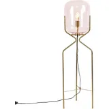 QAZQA Art Deco Stehlampe Messing mit rosa Glas - Bliss