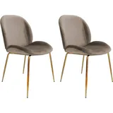 Kayoom Stuhl »Charlize 110 2er-Set, TOPSELLER! Esszimmerstühle,moderne Optik«, (Set), 2 St., Samtstoff, samtweicher Bezug, bequem, zeitlos, moderne Optik beige / Messing