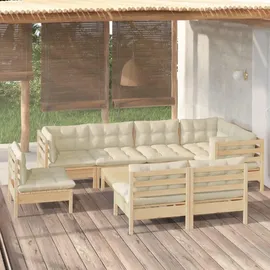 vidaXL Garten-Lounge-Set 9-tlg. creme Kiefer