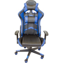 Gaming-Stuhl, Nacken- Rückenkissen, Gamerstuhl, Bürostuhl schwarz-blau