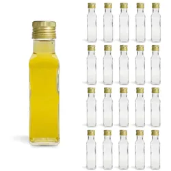 Espírito rebelde 20 Mini Glasflaschen 100ml mit goldenen Schraubverschlüssen + 20 Boxen für Öl, Essig, Alkohol, Saucen und Proben