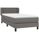 vidaXL Boxspringbett mit Matratze Grau 90x200 cm Kunstleder