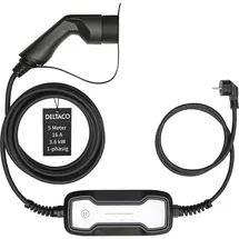 deltaco EV-1225 Schwarz Typ 2 Schuko - Ladegerät, 3,6 kW, 5 m,