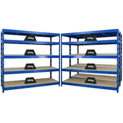 PROREGAL Mega Deal 3x Profi Schwerlastregal Rhino | HxBxT 180x200x60cm | 5 Spanplatten-Ebenen 8mm | Fachlast 500kg | Blau