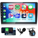 Hodozzy 9 Zoll 2G+64G Android Autoradio 2 DIN mit Wireless Carplay und Android Auto, Bluetooth Doppel DIN Autoradio mit Bildschirm Mirror Link, Rückfahrkamera, FM/RDS Radio, GPS Navi,WiFi/BT/USB/SWC