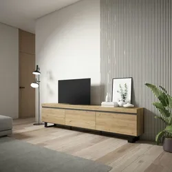 SKRAUT HOME Wohnzimmer-TV-Schrank, Viel Stauraum, 240x35x57cm, Industriedesign, Moderner Stil, Eiche - 501_2