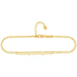 Cai Fußkette "925 Silber vergoldet zweireihig Herzen", gelb, Fußketten, Damen, 22+3cm, Silber 925 (Sterlingsilber), glänzend