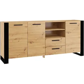 BIM Furniture Nuka 197 x 87 x 45 cm Eiche Rustikal / Schwarz