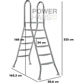 mediPool Poolleiter Edelstahl weiß 150 cm