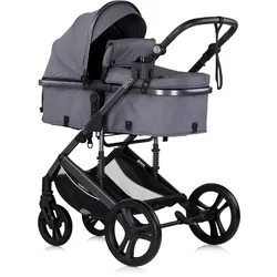Chipolino Kinderwagen 3 in 1 Amore Babyschale Adapter Wickeltasche Fußabdeckung grau gemustert