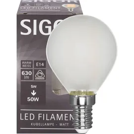 Sigor LED Filament-Tropfenlampe, E14, 5W 2700K 630lm 2700K, dimmmbar, matt
