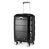 Hauptstadtkoffer - Britz - Handgepäck mit Laptopfach Hartschalen-Koffer Trolley Rollkoffer Reisekoffer Erweiterbar, TSA, 4 Rollen, 55 cm, 34 Liter, Schwarz