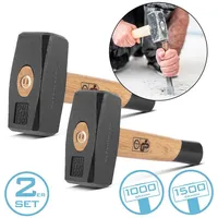 STAHLWERK Fäustel 2er Set 1000g 1500g Hammerkopf Plattenhammer aus