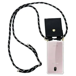 Cadorabo Hülle für Samsung Galaxy J5 2017 Schutzhülle in Schwarz Handy Kette Silikon Kordel abnehmbares Etui