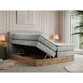 MKS Boxspringbett 160 x 200 cm H4 Hellgrau