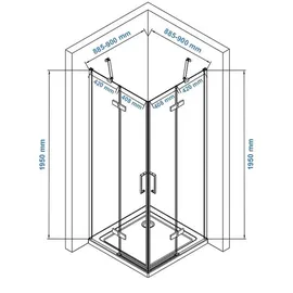Bernstein EX809 Eckdusche mit Drehtür links 100 x 195 cm transparent ESG-Sicherheitsglas