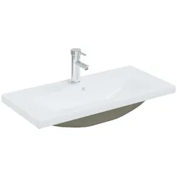 vidaXL Einbauwaschbecken mit Wasserhahn 81x39x18 cm Keramik Weiß