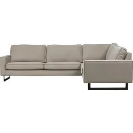 Home Affaire Ecksofa HOME AFFAIRE "Pinto, XXL, 250/290 cm, langer Schenkel, Ottomane", grau (hellgrau), B:290cm H:85cm T:250cm, Luxus-Microfaser in Lederoptik(100% Polyester);Cord (92% Polyester, 8% Polyamide), Sofas, Ecksofa, Cord, Chenille, Lederoptik, mit Keder,