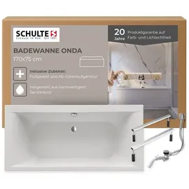 Schulte Onda Badewanne 75 x 170 cm (Komplett-Set, inkl. Fußgestell und Ablauf)