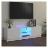vidaXL TV-Schrank mit LED-Leuchten Hochglanz-Weiß 120x30x35,5 cm