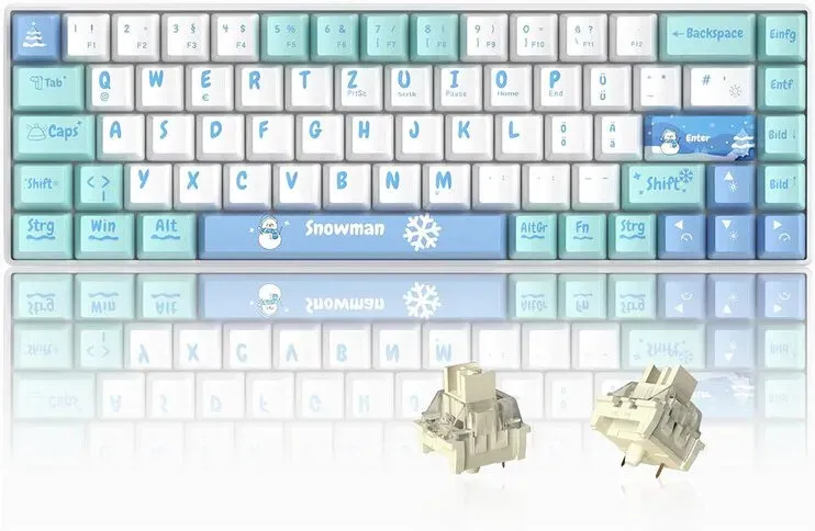 MageGee MK-Box 60% Gaming-Tastatur Deutsches QWERTZ-Layout, Hot-Swappable Kompakte Kabelgebundene Mechanische RGB-Tastatur mit EVA-Dämpfungsschaum, Ivory White Switch für Win/Mac, Snowman