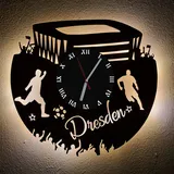 Designbysh Fußball Fan LED Wanduhr Dresden Fanartikel Wanduhr Geschenk Fußballfan Vereinsliebe