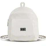 AfitLulu Klein Rucksack Damen Mini Lässig Rucksack mit Reißverschluss und Druckknopf, Modisch Rautenmuster Kleiner Rucksacks Wasserdichter Leder Schulrucksack mit 2 Abnehmbare Schulterriemen (Weiß)