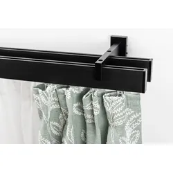 Innenlaufschiene GARESA "FLAT", schwarz, L:450cm, Aluminium, Gardinenstangen, Rechteckprofil, Wandmontage, perfekter Lauf, modern, verlängerbar