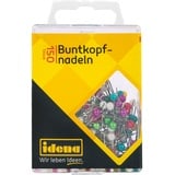 IDENA 334034 - Buntkopfnadeln, 150 Stück, rund, farbig sortiert