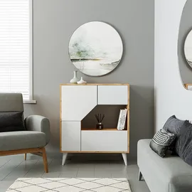 roomart Pablo Mehrzweckschrank 90 Cm Breit, Weiß-eiche