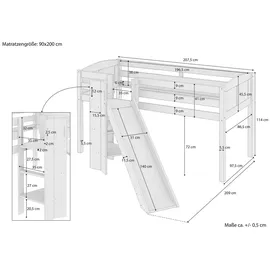 Erst-Holz Spielbett V-60.21W-09 90 x 200 cm Kiefer massiv lackiert weiß