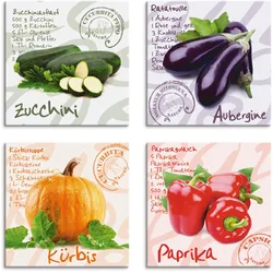 Artland Leinwandbild »Zucchini, Aubergine, Kürbis, Paprika«, Lebensmittel, (4 St.), 4er Set, verschiedene Größen Artland Farbe Bild(er): bunt