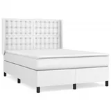 vidaXL Boxspringbett mit Matratze Weiß 140x200 cm Kunstleder
