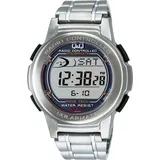 Japan NEU Citizen Q&Q MHS5-200 Herren Silber Digital Solar Funkuhr 10BAR