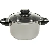 SIDCO Induktion 16 cm Edelstahl mit Glas Deckel Suppentopf Topf Kochen Braten