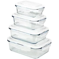 GRIZZLY Frischhaltedosen Glas 4 er Set rechteckig Vorratsdosen mit