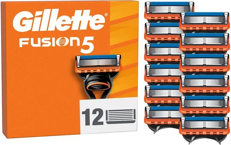 Gillette Fusion5 12 Ersatzklingen, mit größerem Gleitstreifen für ein sanftes Gleiten und 5 Klingen für eine unglaublich gründliche und komfortable Rasur