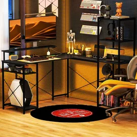 Homcom Schreibtisch, L-förmiger Computertisch 137 x 140 x 139,5 cm Schwarz