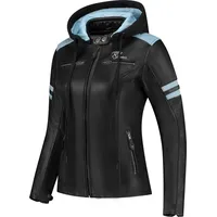 Rusty Stitches Joyce Hooded V2 Damen Motorrad Lederjacke, schwarz-blau, Größe 46