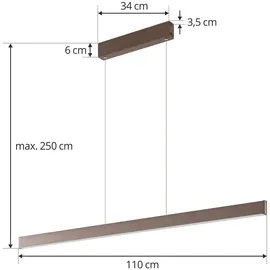 LUCANDE Mylosh 1-flg. dimmbar 110 cm Modern / Braun