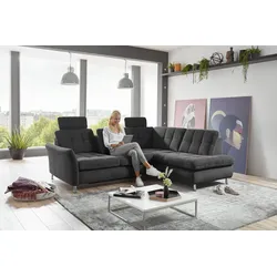 Ecksofa DIE PLANBAR "MP-IN20016 L-Form mit Kaltschaum-Polsterung", schwarz, B:242cm H:87cm T:116cm, 100% Polyester, Sofas, wahlweise mit Kopfstützen und Bettfunktion, mit Kaltschaum-Polsterung