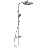 Hansa HANSAAURELIA Regenbrause-Thermostat 4719910380 Wandmontage, 3-strahlig, rund, Stahl gebürstet