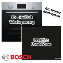 Bosch Herdset Bosch Backofen Kindersicherung mit Induktionskochfeld Booster autark 60 cm
