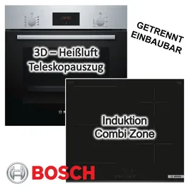 Bosch Herdset Bosch Backofen Kindersicherung mit Induktionskochfeld Booster autark 60 cm