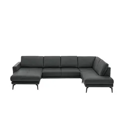 Kollektion Kraft Wohnlandschaft aus Mikrofaser Mike ¦ schwarz ¦ Maße (cm): B: 327 H: 86 T: 180.0