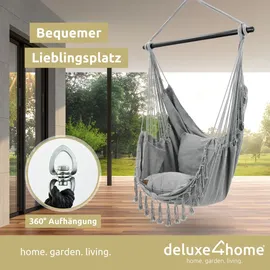 holz4home Hängesessel mit 2 Kissen Grau