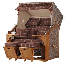 Mr. Deko bene,iving Strandkorb Komplettset Schleswig Pinie Zweisitzer PE mokka Modell 556