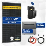 SOLAR-HOOK etm Balkonkraftwerk 2000W Balkonkraftwerk mit Speicher 3,2 kWh Anker Solix All in one, 2000,00 W, Monokristallin, (Plug & Play, 3,2 kWh Anker SOLIX Solarbank E1600 PRO Smarter Zähler Ohne Halterung), Integriertem 800W Wechselrichter und APP & WiFi Einrichtungen