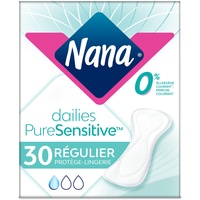 Nana PureSensitive Regular Slipeinlagen, langer und saugfähiger Schutz für empfindliche Haut – 0% Allergene*, Duft, Farbstoffe – 30 Slipeinlagen, 4 Stück (120 Stück)